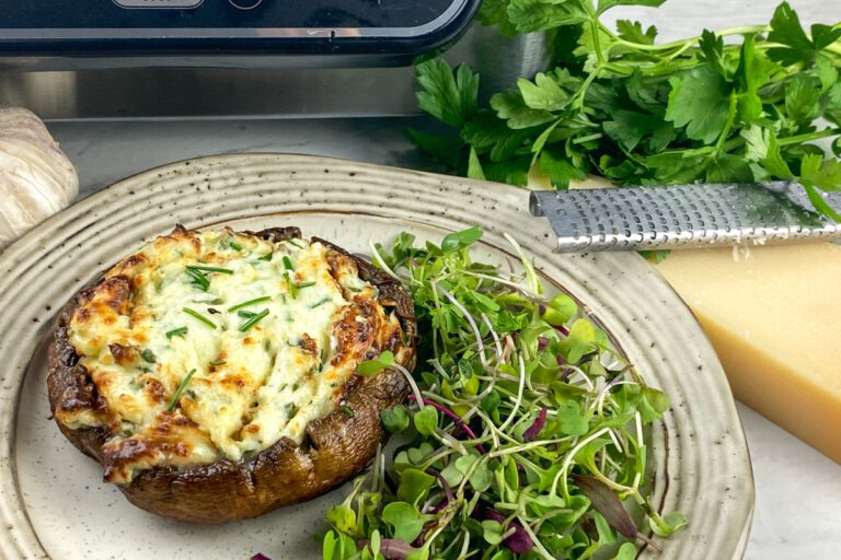 Air Fryer Stuffed Portobello Mushrooms (Ready in 20 Minutes)