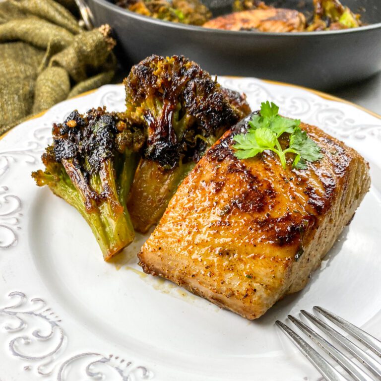 Chili lime mahi-mahi with blackened broccoli