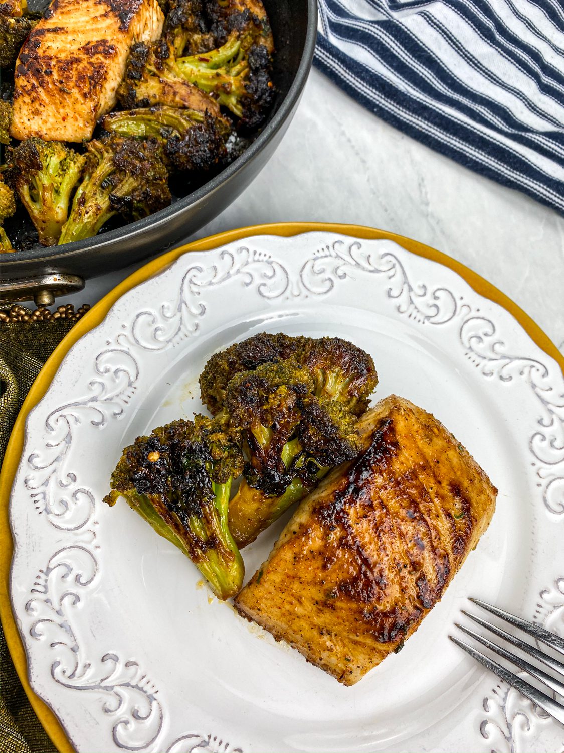 Chili lime mahi-mahi with blackened broccoli