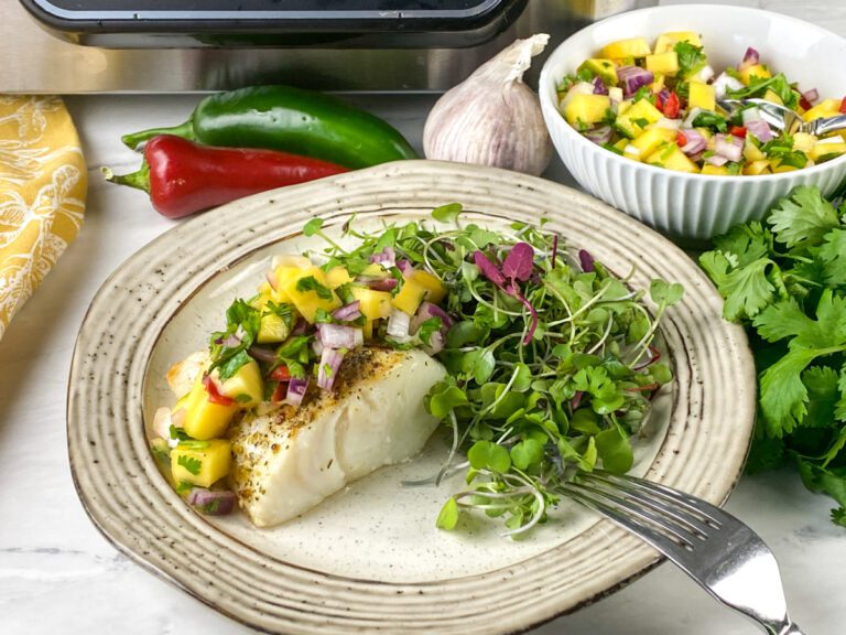 20 minute white fish with mango salsa made in the air fryer