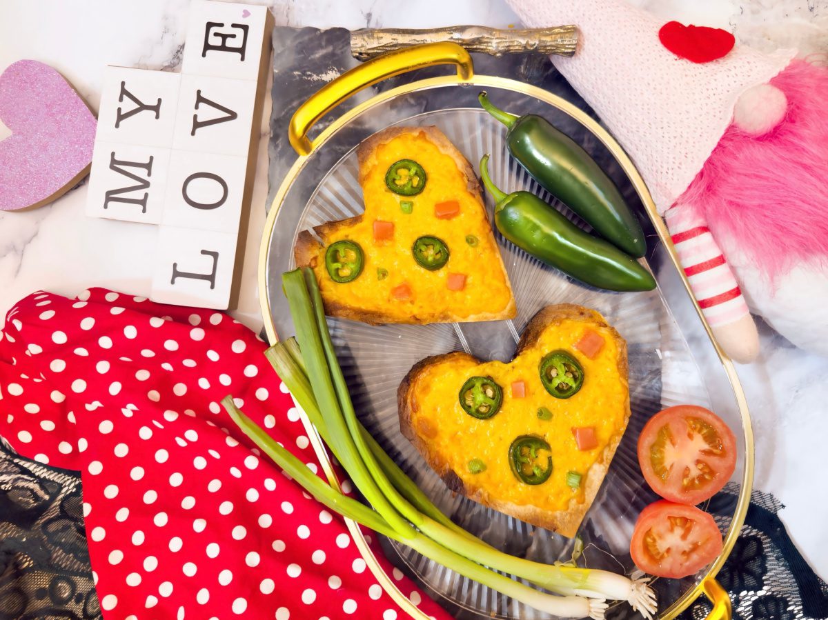 Giant heart shaped nachos for two