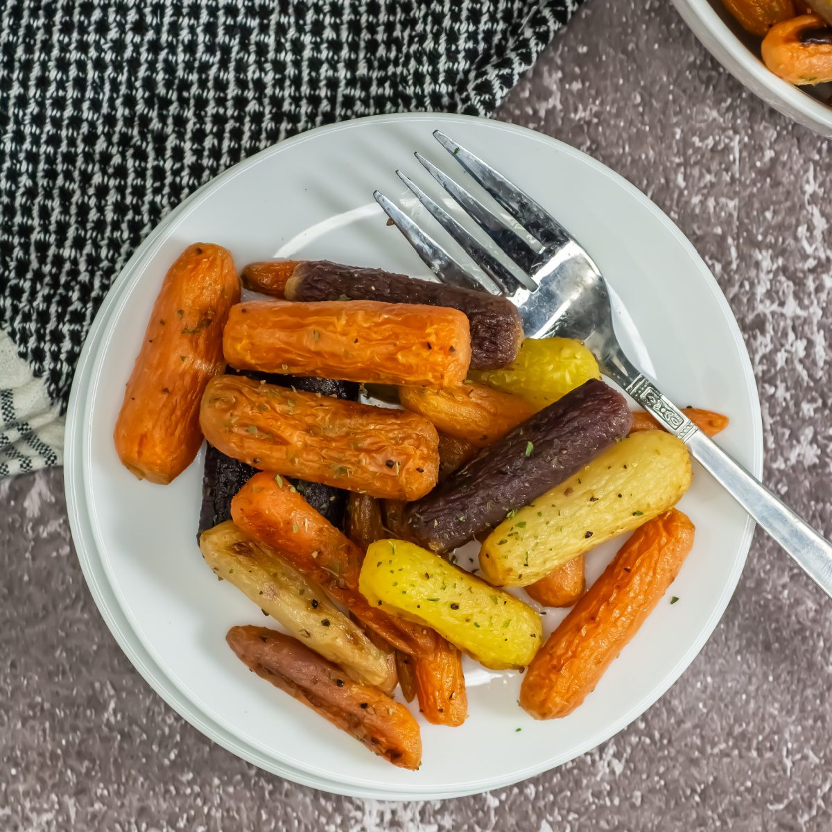 perfectly oven roasted carrots on a plate