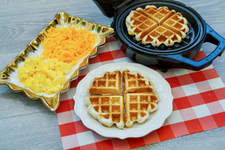 Waffle Iron Breakfast Sandwich (Canned Biscuit Hack)
