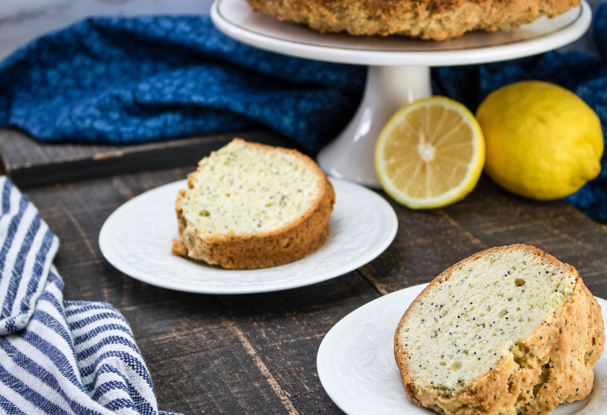 Lemon poppy seed bundt cake with glaze drizzle