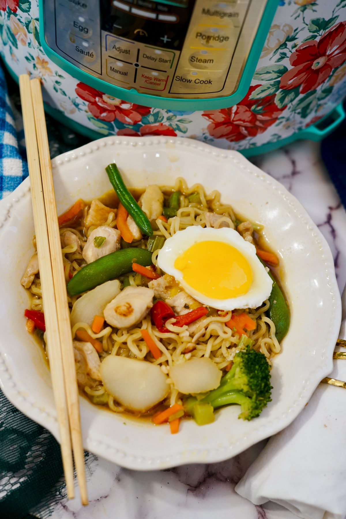 Budget friendly 20 minute Chicken Ramen made in the Instant Pot