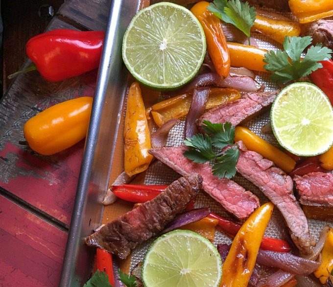 30 minute sheet pan steak fajitas